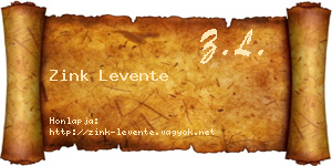 Zink Levente névjegykártya